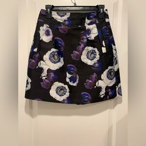 I.Crew Floral Black and Purple Women's Skirt size 2